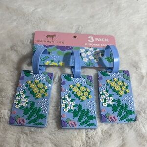 Dabney Lee set of 3 blue floral luggage tag set